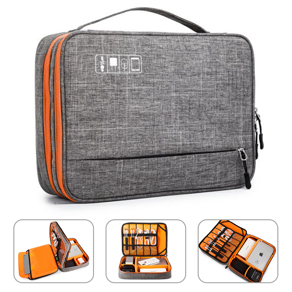 Tech Accessories Case - Çift katmanlı elektronik aksesuarları oyun çantası