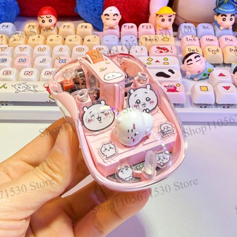 Kawaii Tech Accessories - Kawaii Chiikawa Pembe Şeffaf Kablosuz Fare,